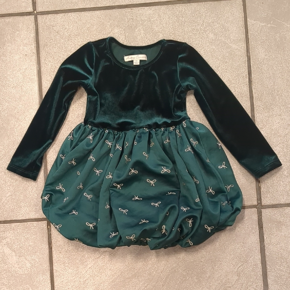 Green Velvet Kids Dress